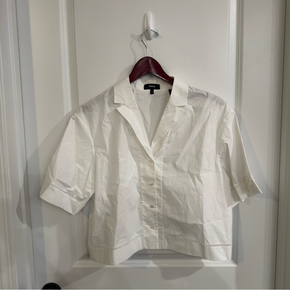 Theory Poplin Button-down Shirt in White - Picture 4 of 14